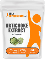 BulkSupplements Artichoke Extract Powder bottle showing label for daily wellness.