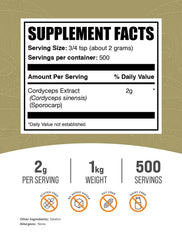BulkSupplements cordyceps powder serving scoop enables precise, convenient daily dosing.