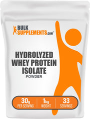 BulkSupplements Hydrolyzed Whey Protein Isolate bottle ready for post-workout fueling.