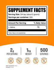 BulkSupplements L-Valine powder scoop: easy serving for workouts and daily wellness routines
