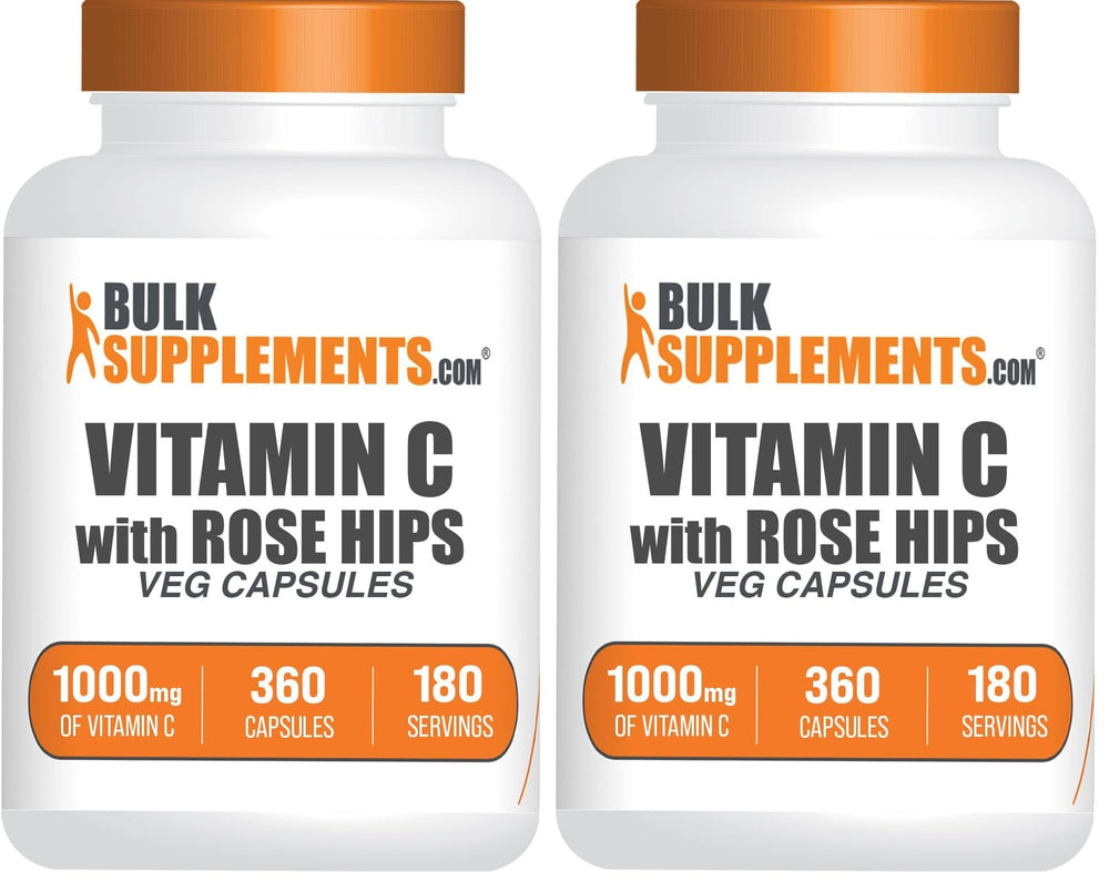 BulkSupplements Vitamin C with Rose Hips bottle for daily immune support.