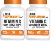 BulkSupplements Vitamin C with Rose Hips bottle for daily immune support.