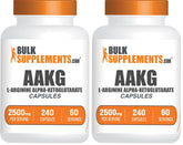 BulkSupplements AAKG Capsules bottle front, signaling a reliable nitric oxide support for workouts.
