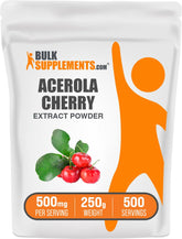 BulkSupplements Acerola Cherry Extract powder jar highlighting natural vitamin C support.