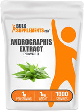 BulkSupplements Andrographis Extract Powder bottle highlighting antioxidant-rich herbal ingredients for daily wellness.