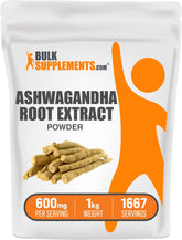 BulkSupplements Ashwagandha Root Extract Powder in a labeled jar, ideal for daily wellness rituals