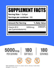 BulkSupplements Vitamin B12 softgel label close-up highlighting ingredients