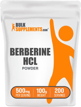 BulkSupplements Berberine HCl powder bottle highlights purity for digestive support.