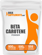 BulkSupplements Beta Carotene powder bottle showing gluten-free label.