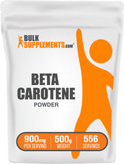 BulkSupplements Beta Carotene powder bottle showing gluten-free label.