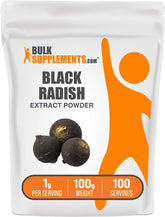 BulkSupplements Black Radish Extract Powder bottle pour shows easy dosing for daily use