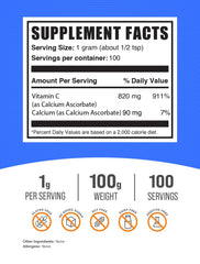 BulkSupplements Calcium Ascorbate Powder scoop—precise dosing for consistent vitamin C and calcium intake.