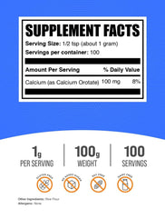 BulkSupplements Calcium Orotate Powder unflavored container on shelf.