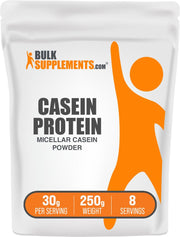 BulkSupplements Casein Bottle Pour showing slow-digesting protein for sustained support