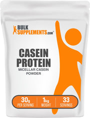 BulkSupplements casein protein powder in bag, ready for shakes post-workout.