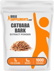 BulkSupplements Catuaba Bark Extract Powder in jar highlighting pure plant-based nutrition for daily wellness.