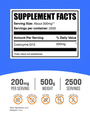 BulkSupplements CoQ10 powder scoop showing convenient 200 mg serving