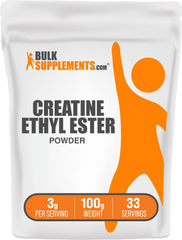 BulkSupplements Creatine Ethyl Ester HCl powder bottle for high-intensity training.