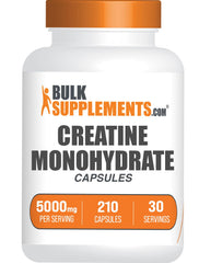 BulkSupplements Creatine Monohydrate Capsules 5000 mg bottle for high-dose training support.