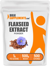 BulkSupplements flaxseed extract powder bottle showing omega-3 support