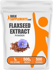 BulkSupplements flaxseed extract powder bottle showing omega-3 support