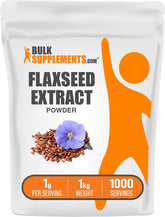 BulkSupplements flaxseed extract powder bottle highlighting natural nutrients for daily use