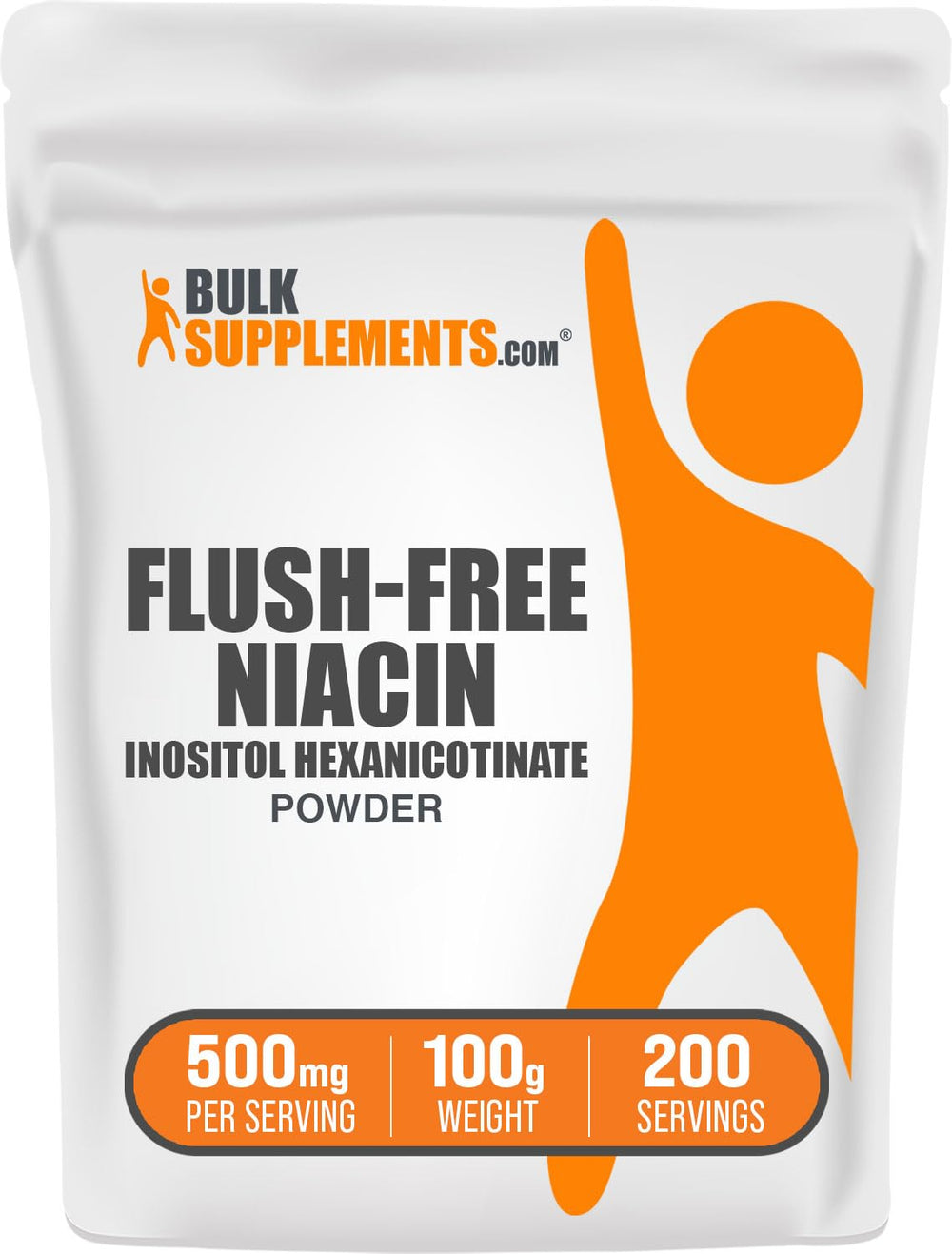 BulkSupplements Flush Free Niacin Powder bottle close-up for easy daily dosing