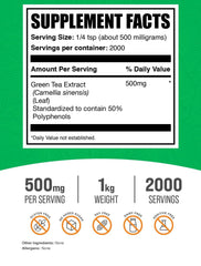 BulkSupplements green tea extract powder scoop for easy daily dosing