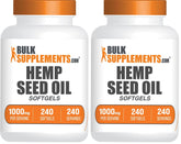 BulkSupplements Hemp Seed Oil Softgels bottle closeup showing quality and nutrients
