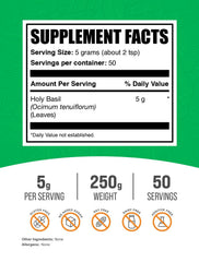 BulkSupplements Holy Basil powder jar ready for easy smoothie mixing