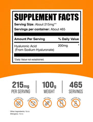 BulkSupplements Hyaluronic Acid powder being scooped for convenient addition to drinks.