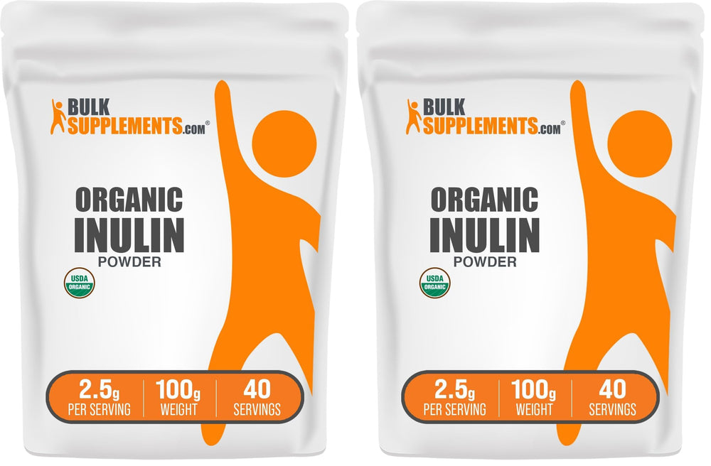 BulkSupplements Organic Inulin powder jar front showing a premium fiber option for daily wellness.