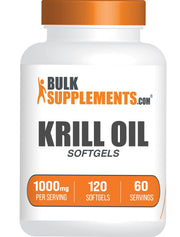 BulkSupplements krill oil 1000mg softgels bottle for daily omega-3 support