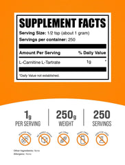 BulkSupplements L-Carnitine Tartrate serving scoop showing convenient dosing