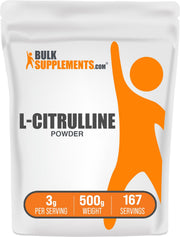 BulkSupplements L-Citrulline powder bottle showing clean ingredients for energy support