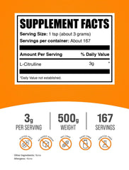BulkSupplements L-Citrulline powder scoop with 3 g serving measurement for daily amino acid boost