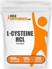 Bulksupplements L-Cysteine HCl powder bottle for convenient daily use and easy mixing.