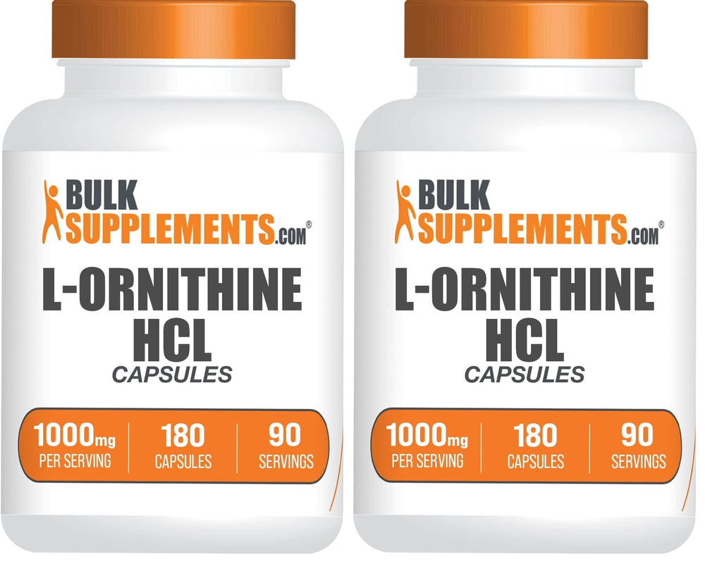 BulkSupplements L-Ornithine HCl capsules bottle front for daily active use.