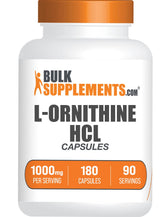 BulkSupplements L-Ornithine HCl capsules bottle front for daily training support.
