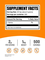 BulkSupplements L-Serine powder serving scoop for easy daily dosage.