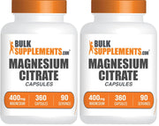 BulkSupplements magnesium citrate capsules bottle close-up, gluten-free daily wellness support