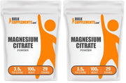 BulkSupplements Magnesium Citrate Powder bottle for easy daily magnesium intake.