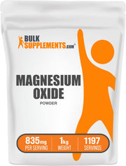 BulkSupplements magnesium oxide powder jar close-up for easy daily mixing