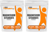BulkSupplements Magnesium Stearate powder bottle pour showcases a reliable anti-caking aid for smooth tablet production.