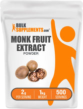 BulkSupplements Monk Fruit Extract Powder bottle highlighting sugar-free sweetness