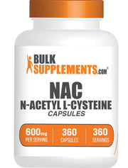 BulkSupplements NAC capsules packaging image for easy daily supplementation.