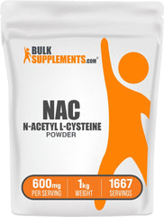 BulkSupplements NAC powder bottle pouring for easy daily use and consistent dosing
