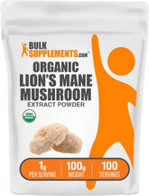 BulkSupplements Lions Mane Extract Powder bottle may support daily vitality