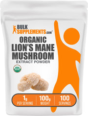 BulkSupplements Lions Mane Extract Powder bottle may support daily vitality
