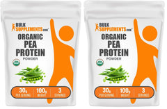 BulkSupplements Organic Pea Protein Powder packaging shows a gluten-free plant protein option